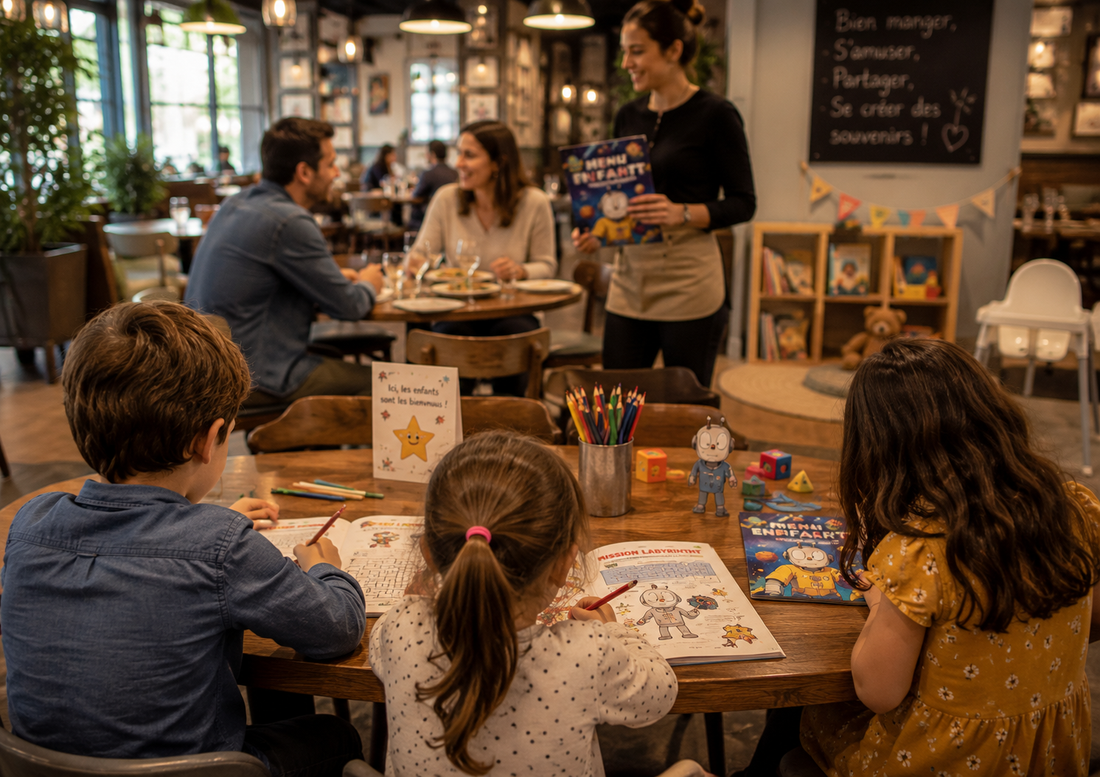 Choisissez le format de livre ou jeu idéal pour votre menu enfant