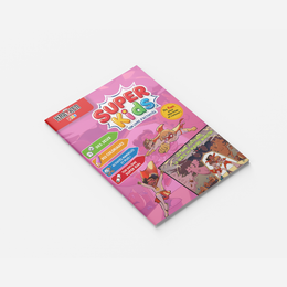 Les Mini Justiciers – La Quête du Burger Monster – couverture du livret d'activité 8 pages