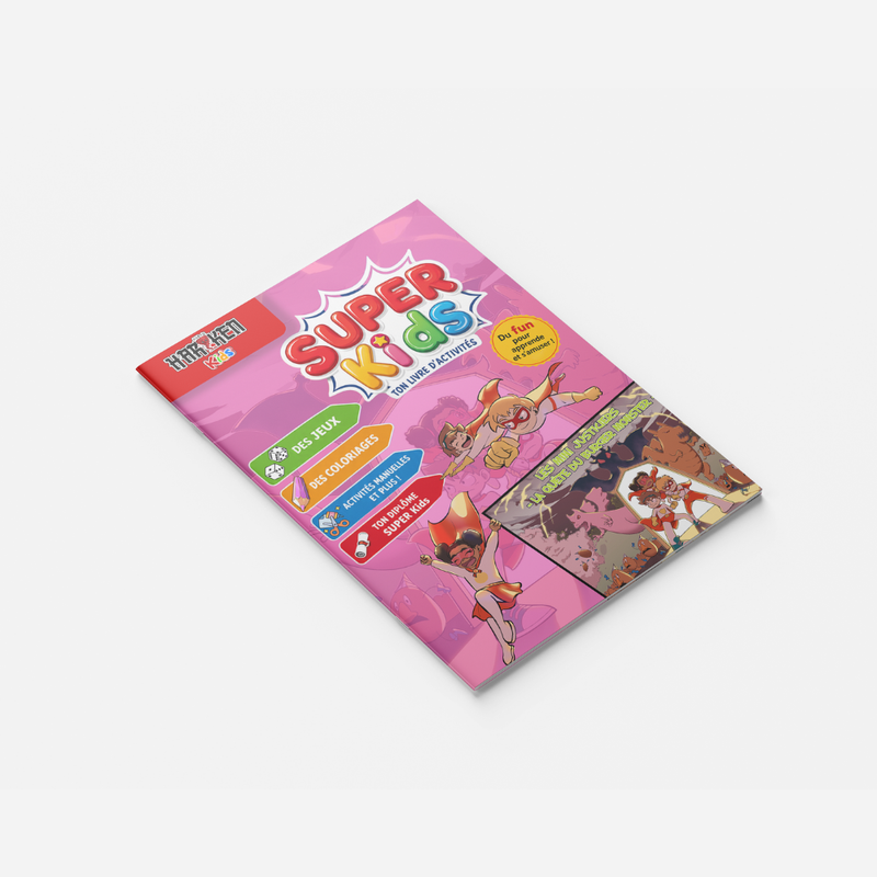 Les Mini Justiciers – La Quête du Burger Monster – couverture du livret d'activité 8 pages